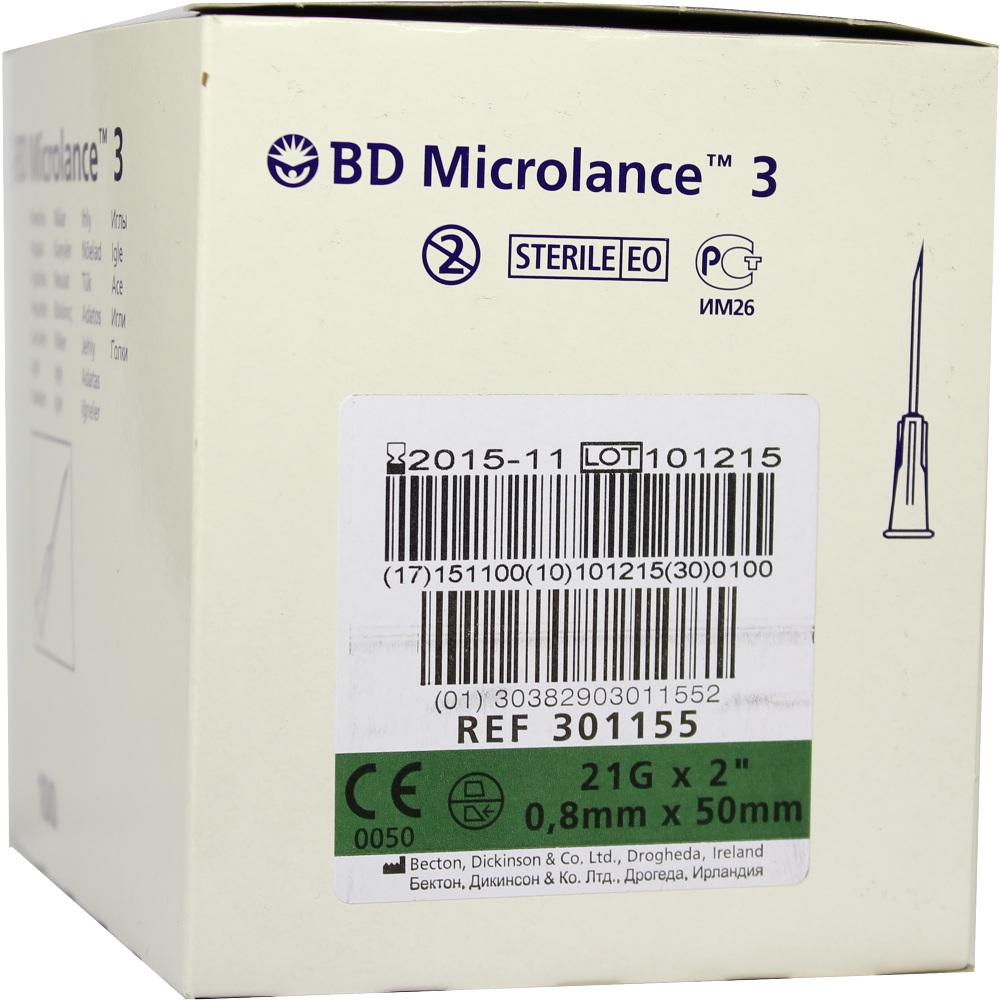BD MICROLANCE Kanüle 21 G 2 0,8x50 mm 100 St Kanüle