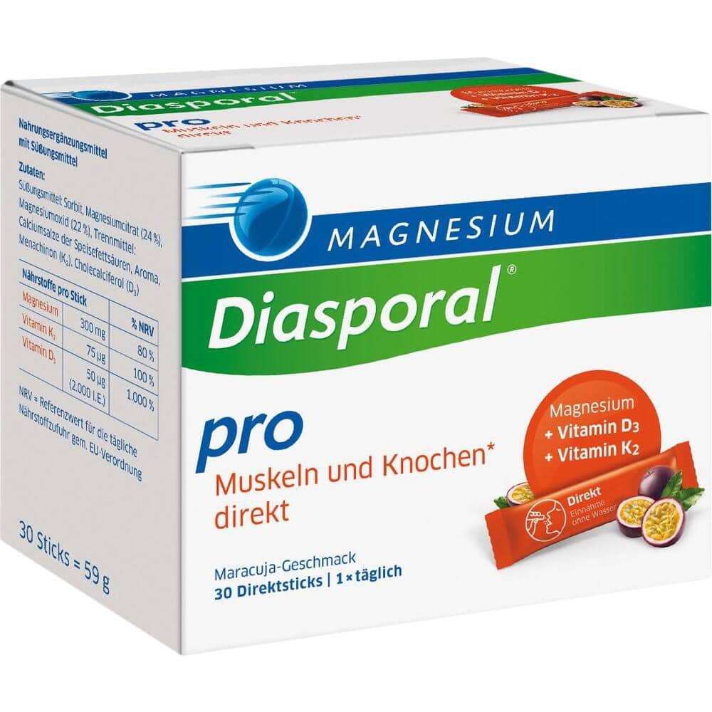 MAGNESIUM Diasporal Pro Muskeln + Knochen direkt 30 St Granulat