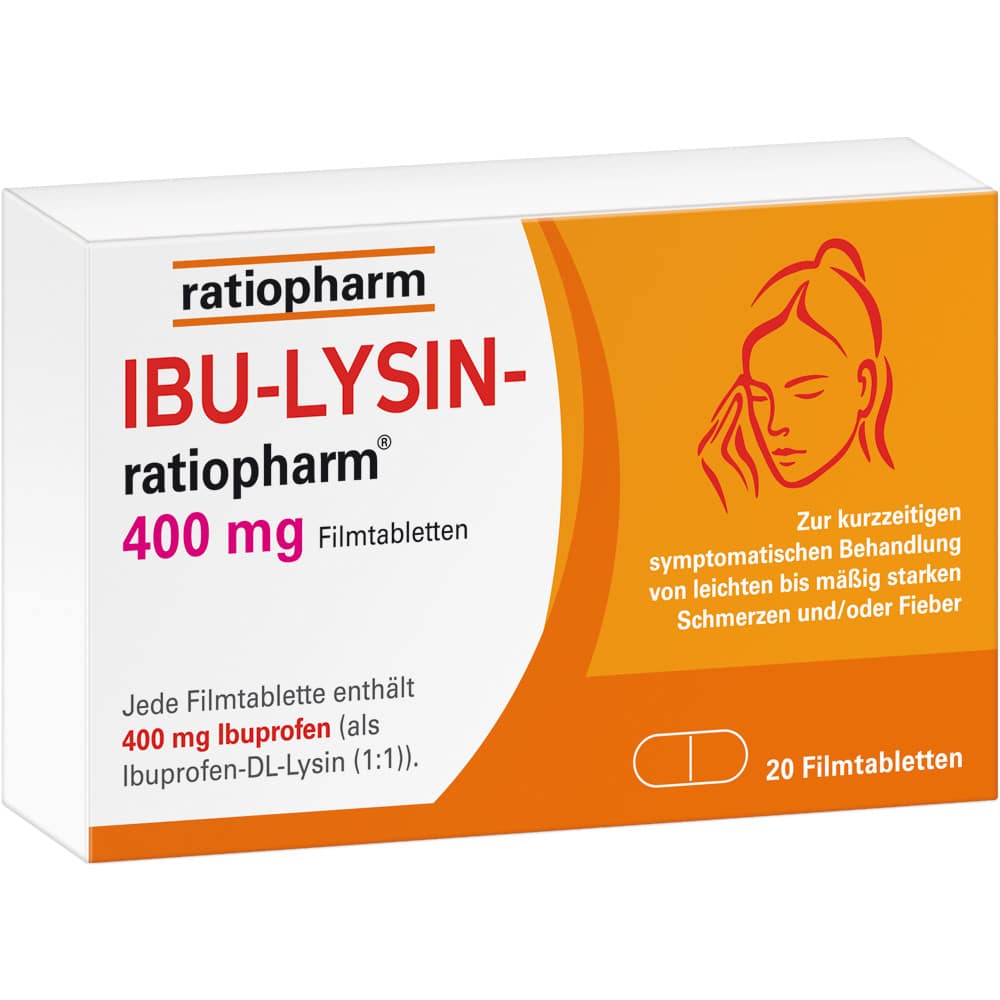 IBU LYSIN ratiopharm 400 mg - mit Ibuprofen 20 St Filmtabletten