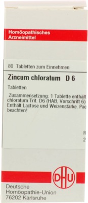 ZINCUM CHLORATUM D 6 Tabletten 80 St Tabletten