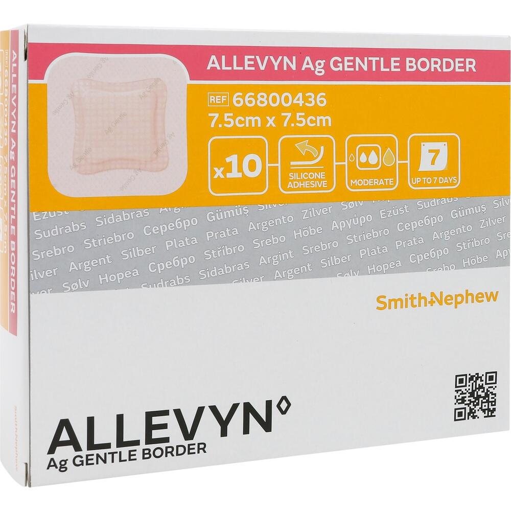 ALLEVYN Ag Gentle Border 7,5x7,5 cm Wundverband 10 St Verband