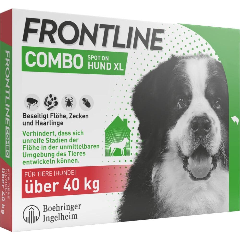 FRONTLINE COMBO gegen Zecken, Flöhe (Flöhe, Eier, Larven, Puppen) bei Hunden XL (40-60Kg) 3 St Lösung