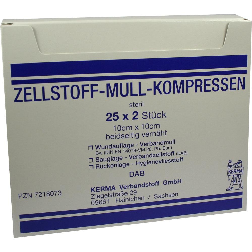 ZELLSTOFF MULLKOMPRESSEN 10x10 cm steril 25X2 St Kompressen