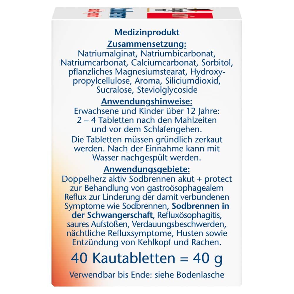 Doppelherz aktiv Sodbrennen akut + protect 40 St Kautabletten