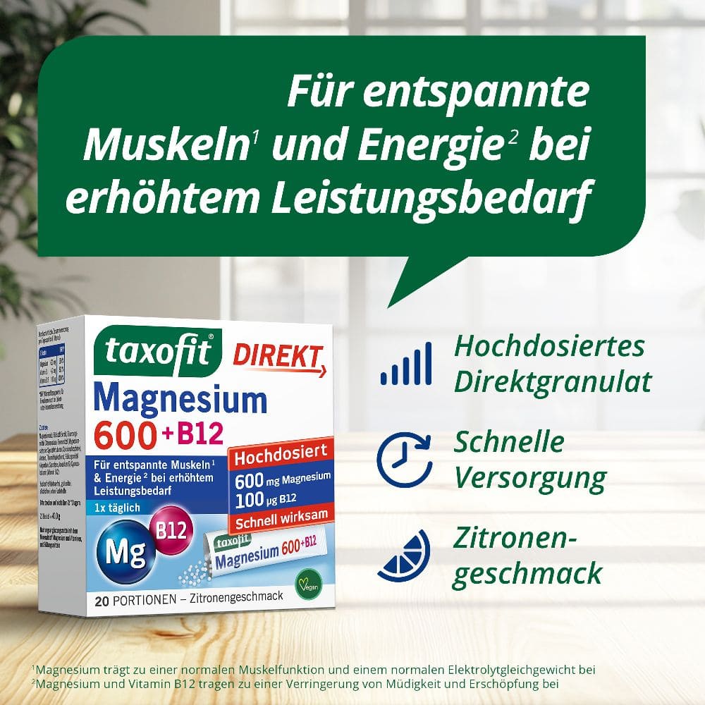 taxofit DIREKT Magnesium 600 + B12 20 St Granulat