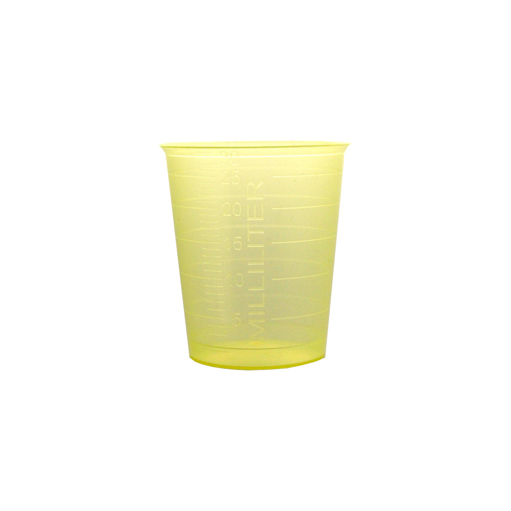 Einnehmegläser Plastik 30ml Gelb 80 St