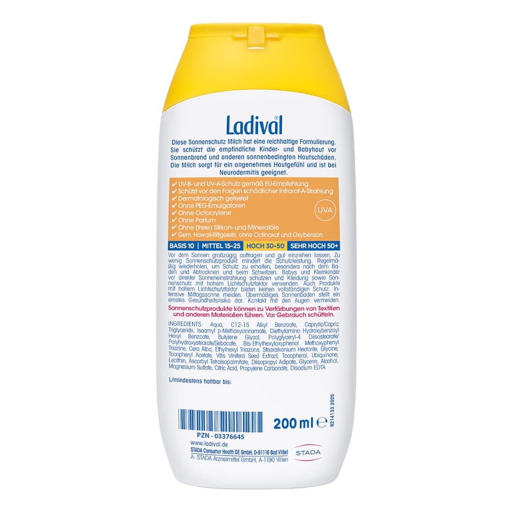 Ladival Kinder Sonnenmilch LSF 30 200 ml Milch