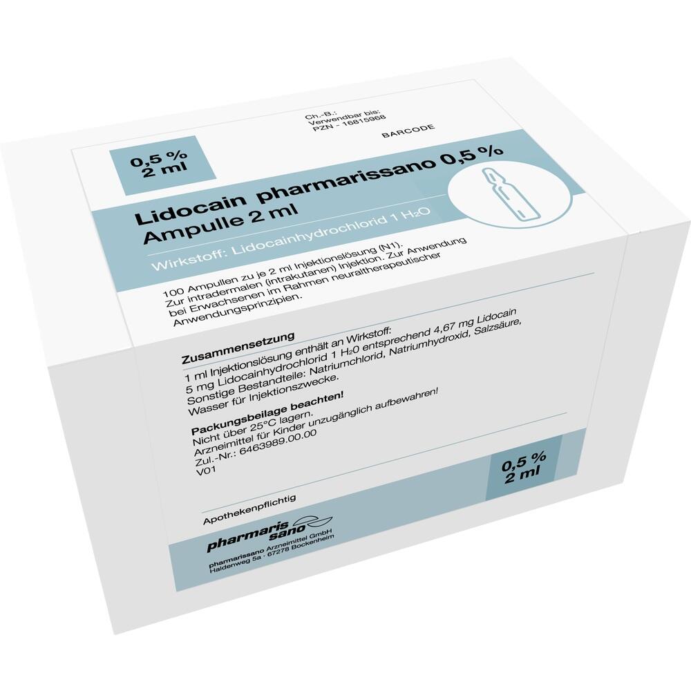 Lidocain pharmarissano 0,5% Ampulle 2 ml 100X2 ml Injektionslösung