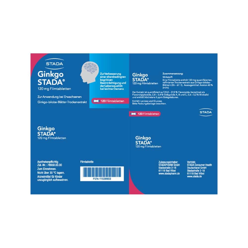 Ginkgo STADA 120 mg - 2x 15 €-Aktion*  120 St Filmtabletten