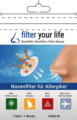 filter your life  Nasenfilter für Allergiker Größe M 7X2 St Pflaster