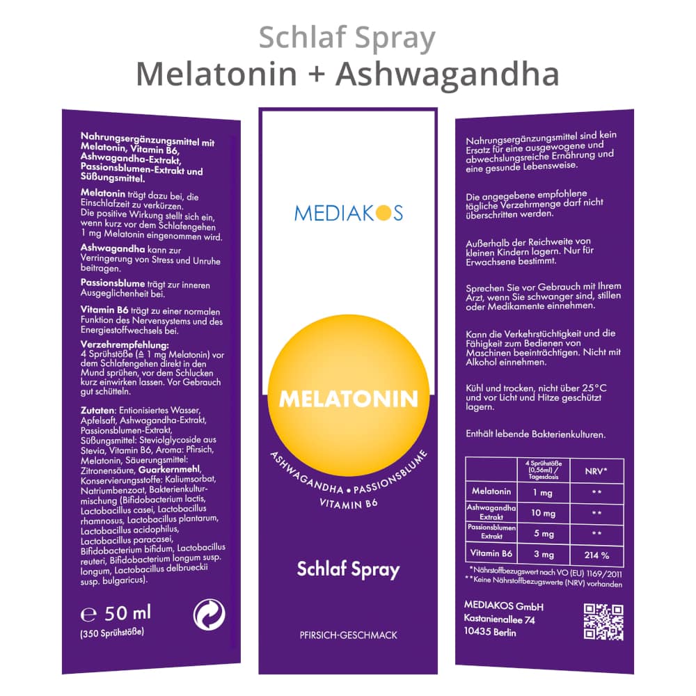 MEDIAKOS MELATONIN Ashwagandha Schlaf Spray 50 ml Spray