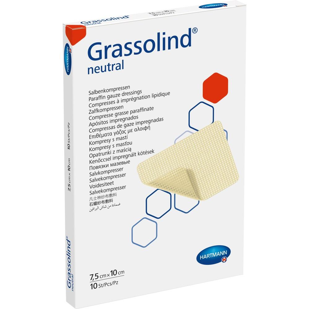GRASSOLIND Salbenkompressen 7,5x10 cm steril 10 St Kompressen