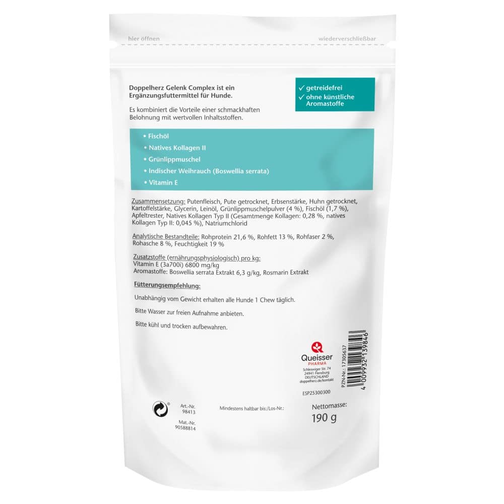 Doppelherz Gelenk Complex für Hunde 60 St Kautabletten