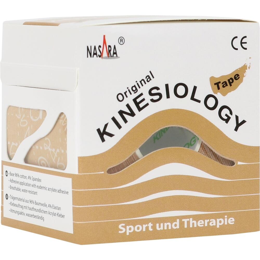 NASARA Kinesiologie Tape 5 cmx5 m beige 1 St Pflaster