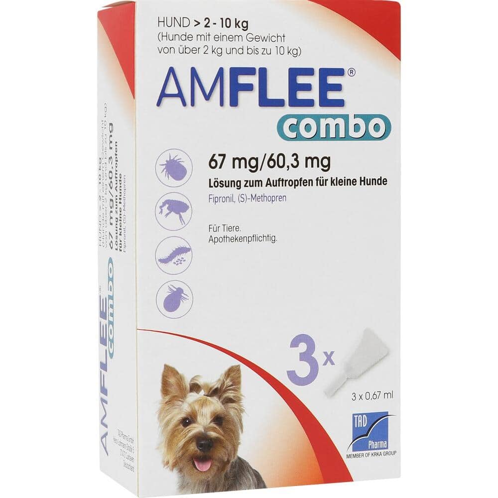 Amflee combo 67mg Lösung zum Auftropfen für kleine Hunde 2-10 kg 3 St Lösung