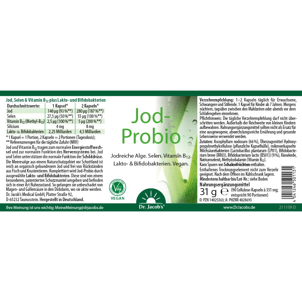 Dr. Jacob's Jod-Probio Selen B12 Milchsäurebakterien vegan