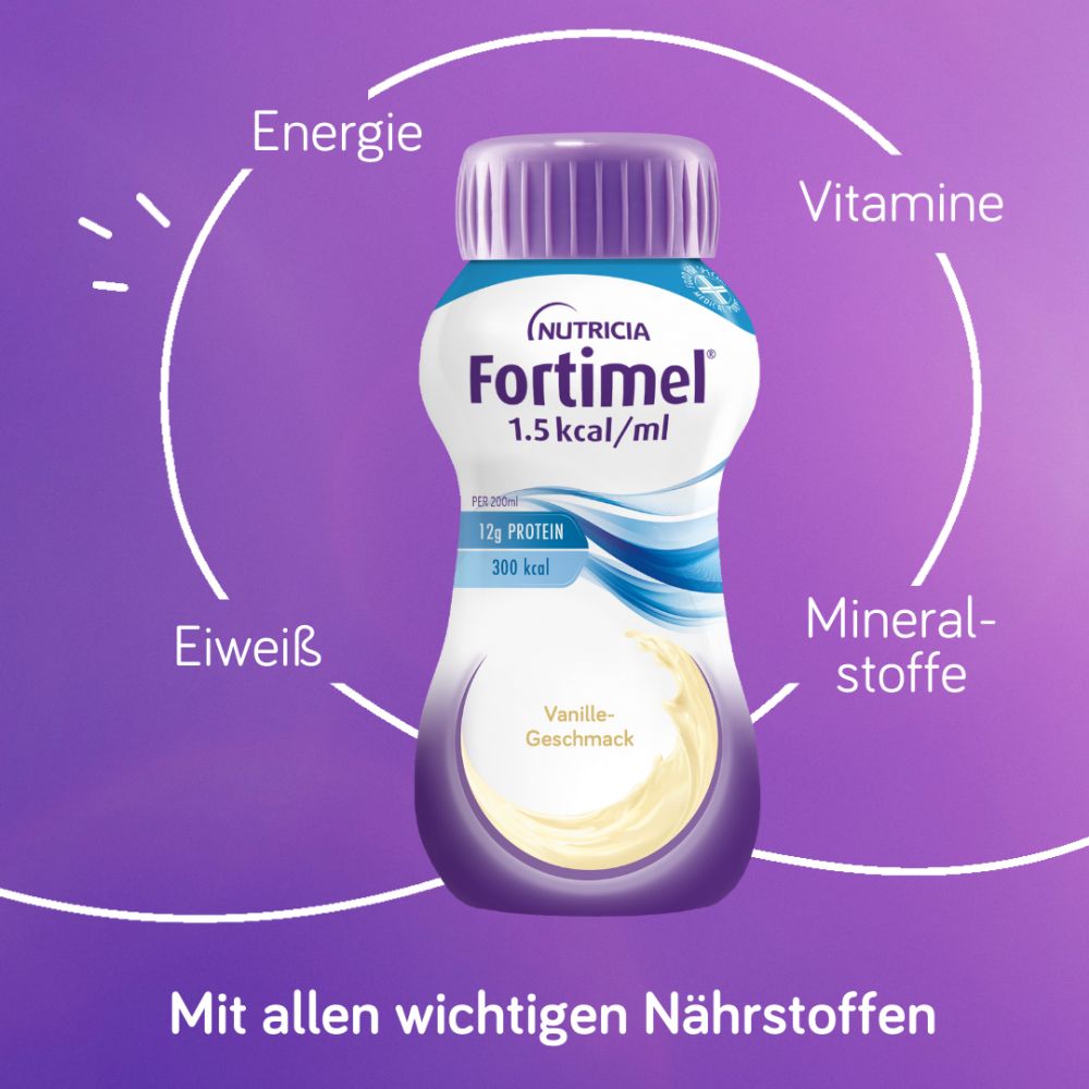 NUTRICIA Fortimel 1,5kcal / ml Vanille-Geschmack 4X200 ml Flüssigkeit