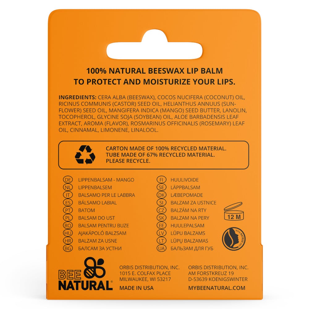 BEE NATURAL Lip Balm Mango 4.2 g Stifte