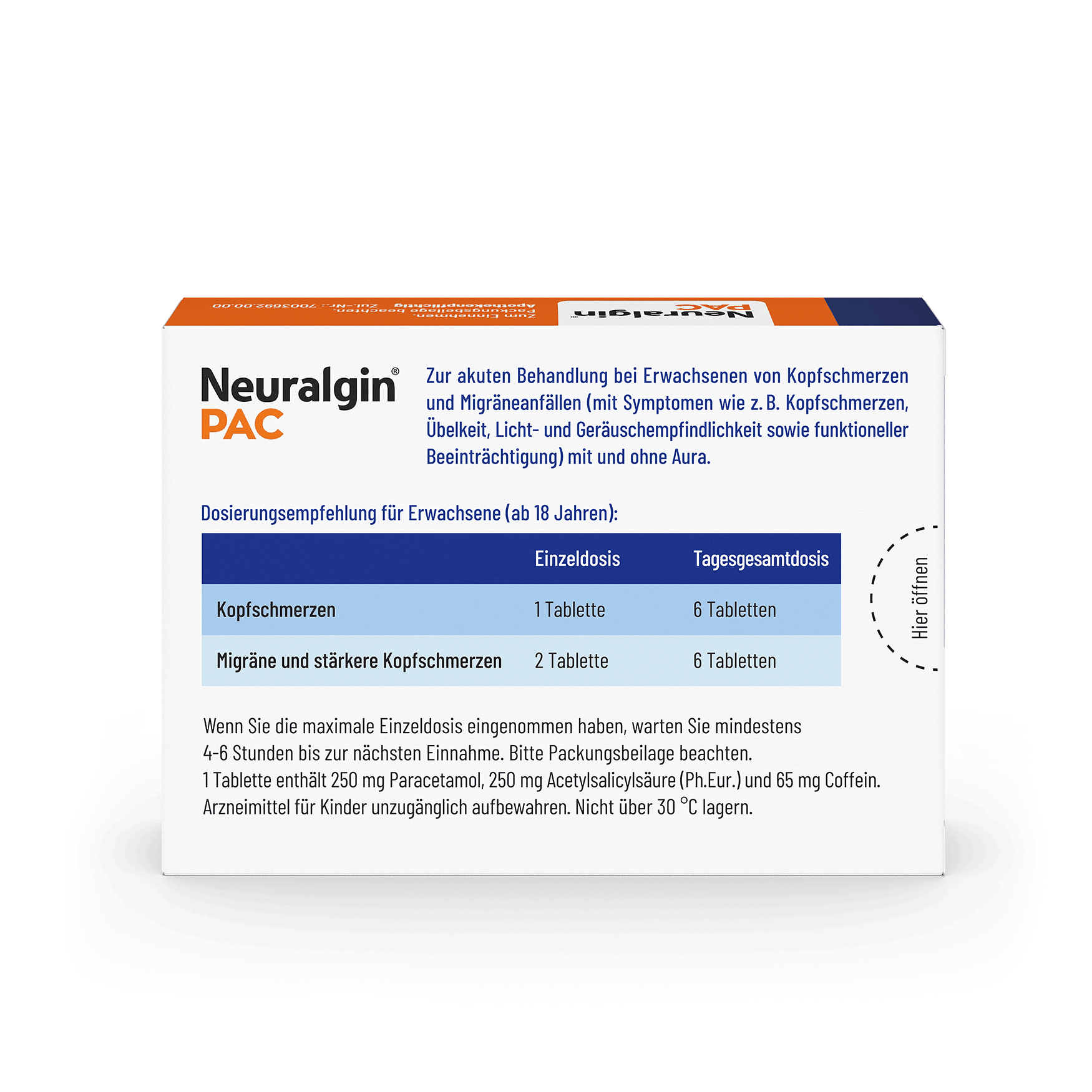 Neuralgin PAC bei Kopfschmerzen und Migräne  20 St Tabletten