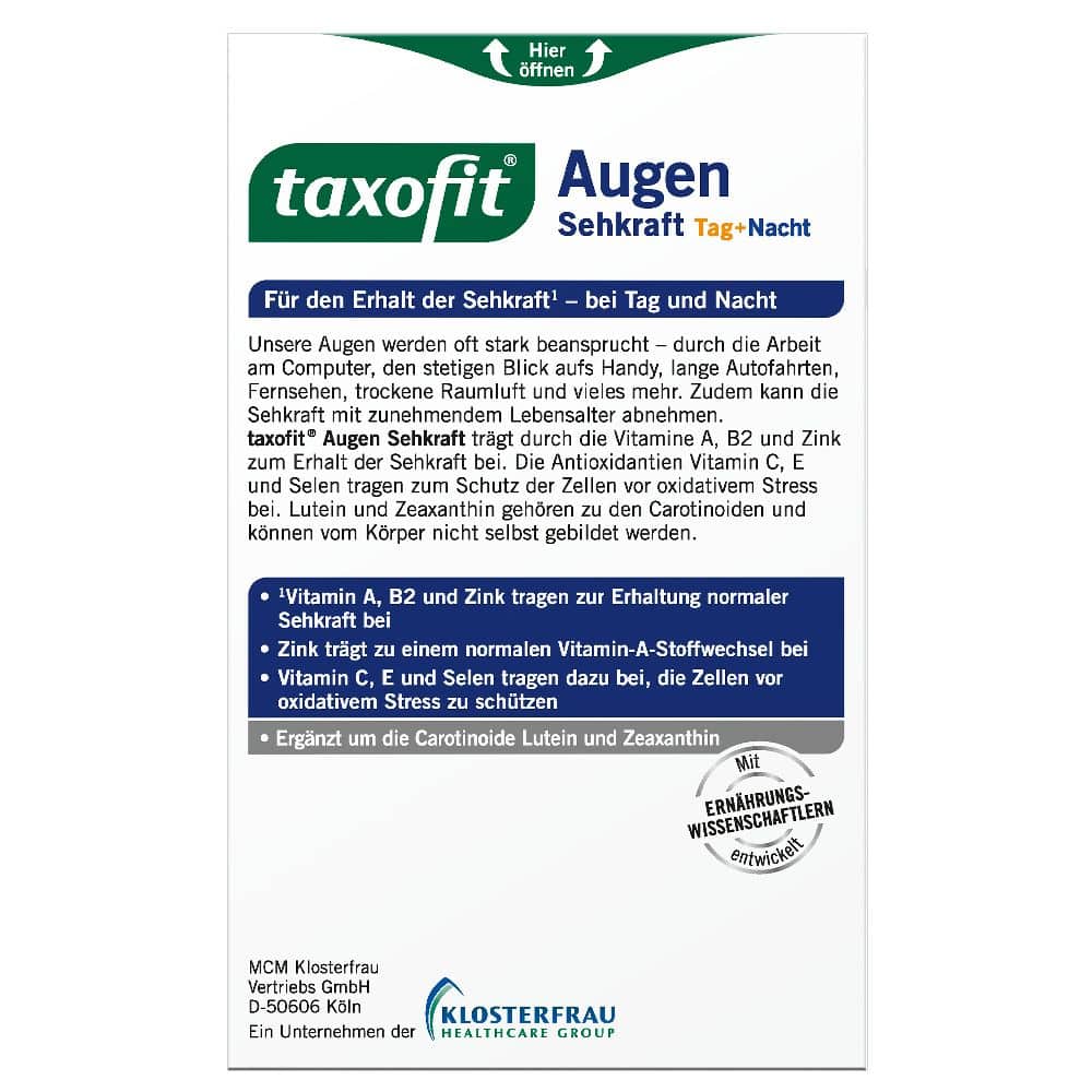 taxofit Augen Sehkraft Tag + Nacht 30 St Kapseln