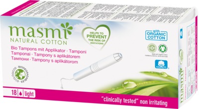 masmi Bio Tampons light mini mit Applikator 100% Baumwolle 18 St Tampon