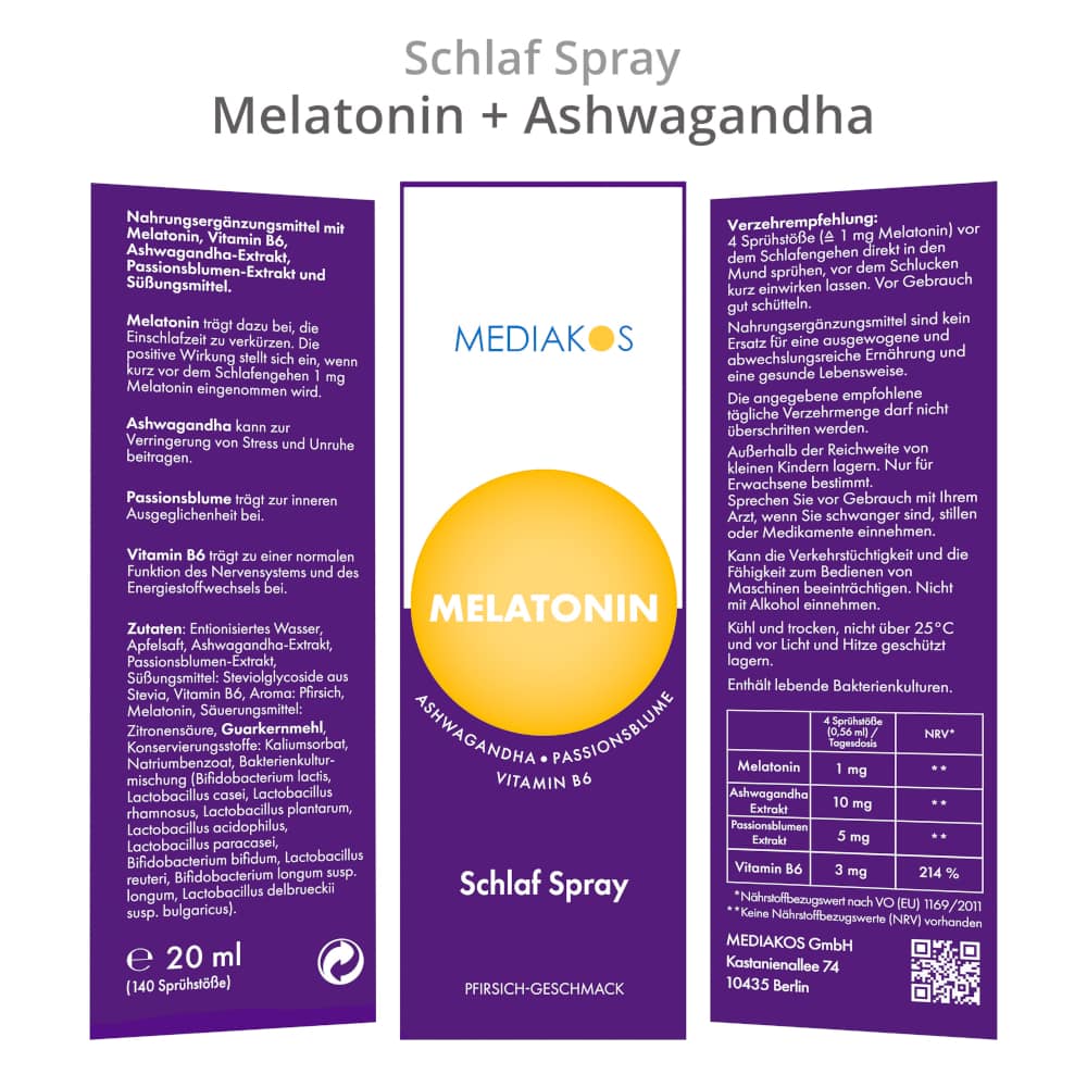 MEDIAKOS MELATONIN Ashwagandha Schlaf Spray 20 ml Spray