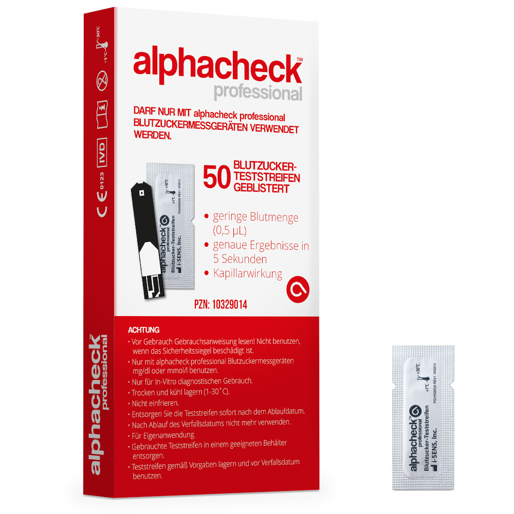 ALPHACHECK professional Blutzuckerteststr.geblist. 50 St Teststreifen