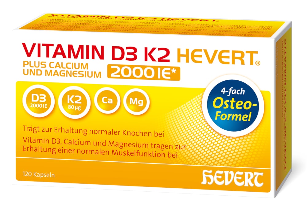 VITAMIN D3 K2 2000 I.E. HEVERT 120 St Kapseln