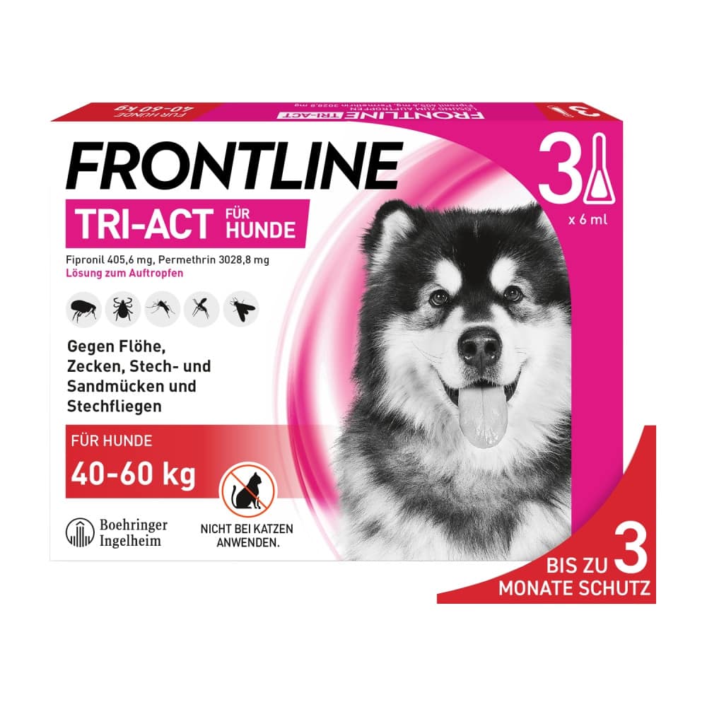 FRONTLINE TRI-ACT gegen Zecken, Flöhe und fliegende Insekten für Hunde XL (40-60 kg)  3 St Lösung
