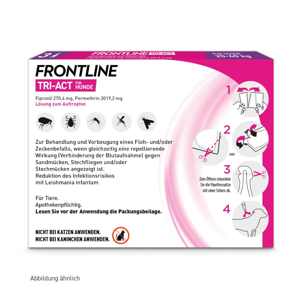 FRONTLINE TRI-ACT gegen Zecken, Flöhe & fliegende Insekten für Hunde L (20-40 kg)  3 St Lösung
