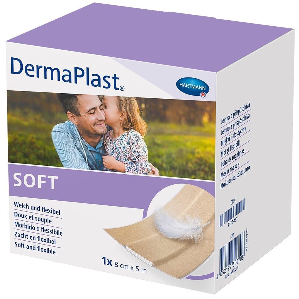 DermaPlast Soft 8cmX5m 1 St Pflaster