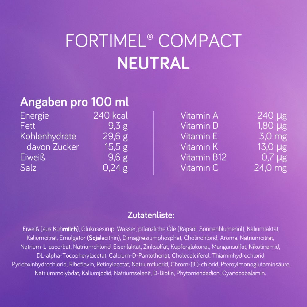 Fortimel Compact 2.4 Trinknahrung Neutral 4X125 ml Flüssigkeit