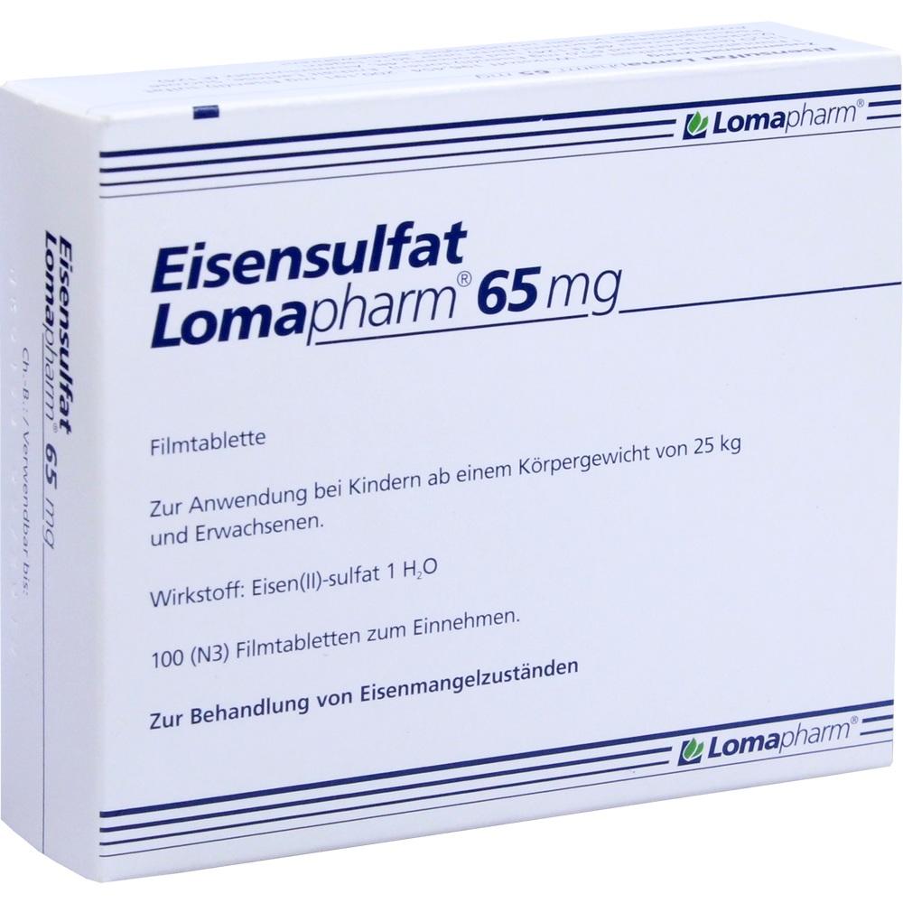 Eisensulfat Lomapharm 65mg 100 St Überzogene Tabletten