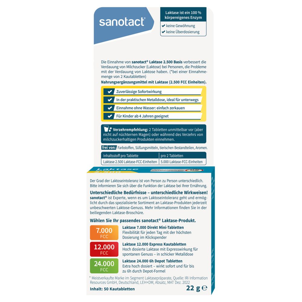 sanotact Laktase BASIS 2.500 50 St Kautabletten