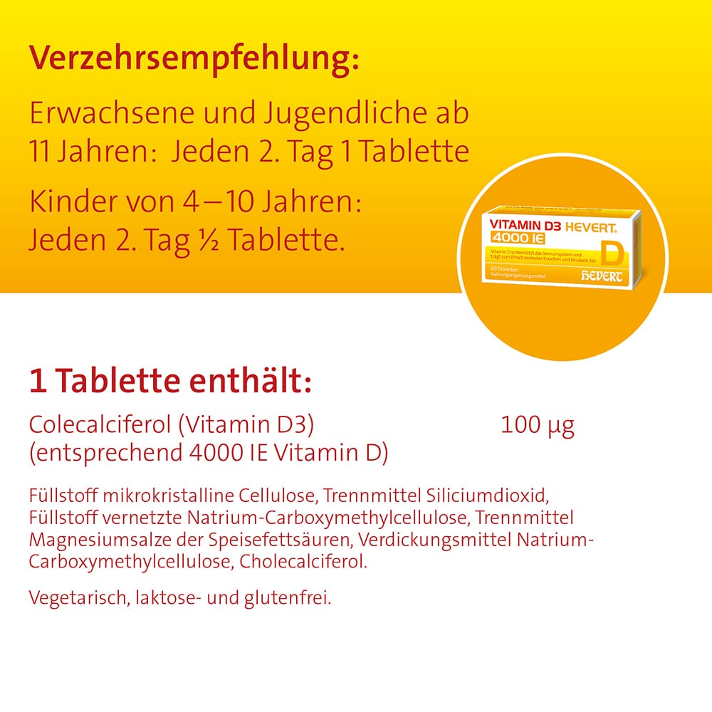 VITAMIN D3 HEVERT 4.000 I.E.  60 St Tabletten