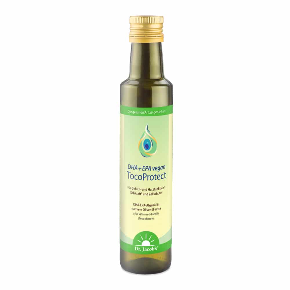 DHA + EPA vegan TocoProtect 250 ml Algenöl Olivenöl Omega-3