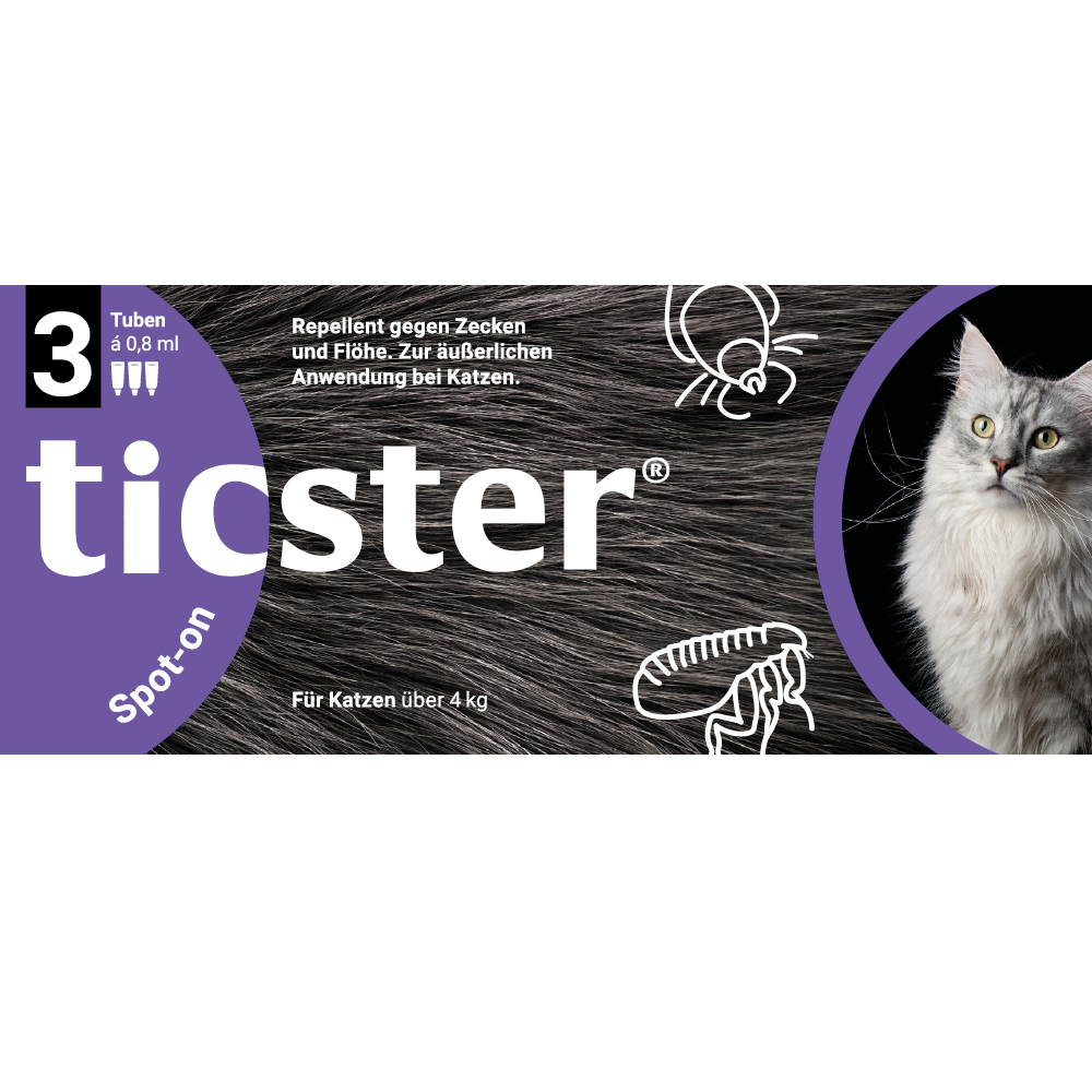 ticster Spot-on für Katzen über 4kg 3X0.8 ml Lösung