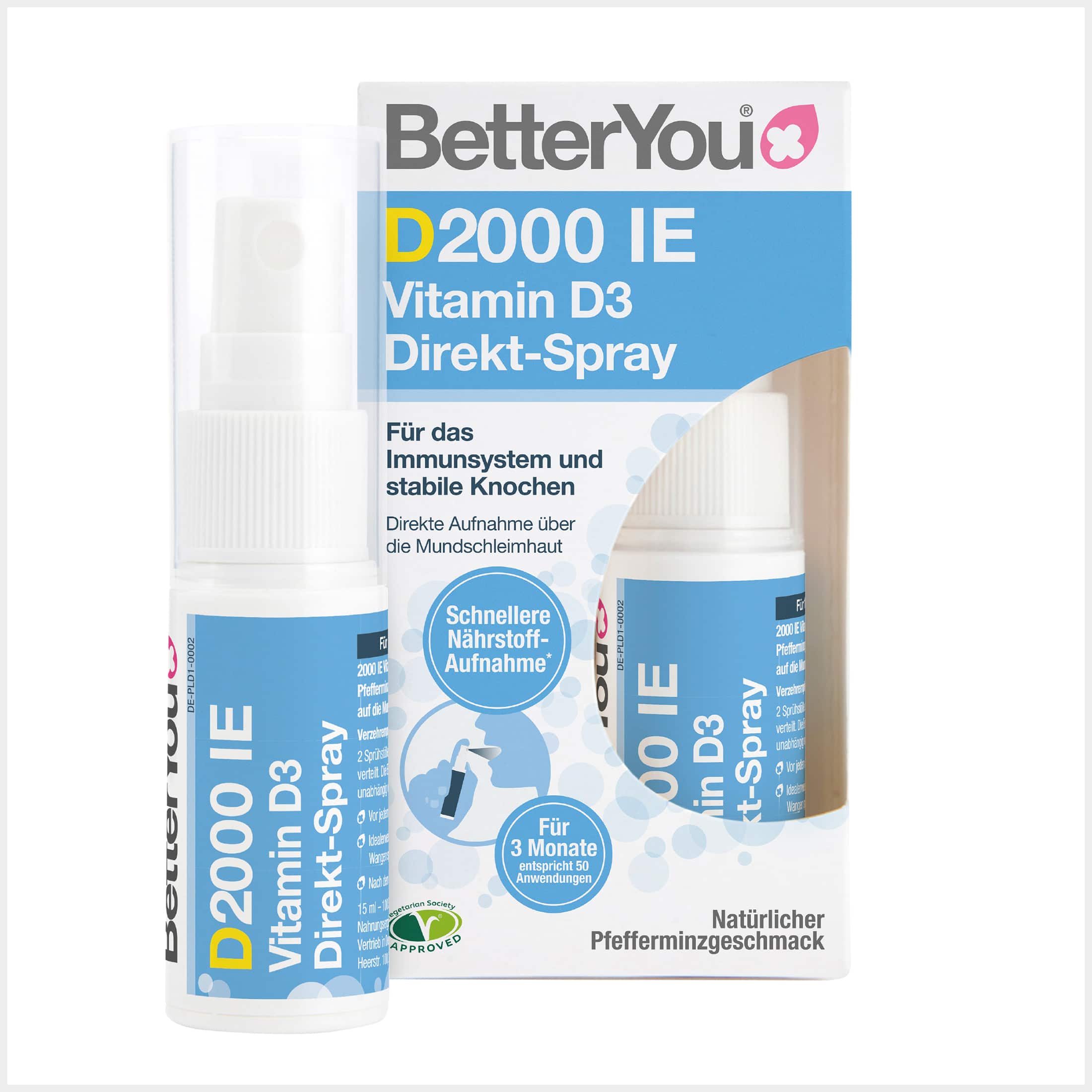 BetterYou D2000 IE Vitamin D3 Direkt-Spray 15 ml Spray BetterYou D2000 IE Vitamin D3 Direkt-Spray 15 ml Spray
