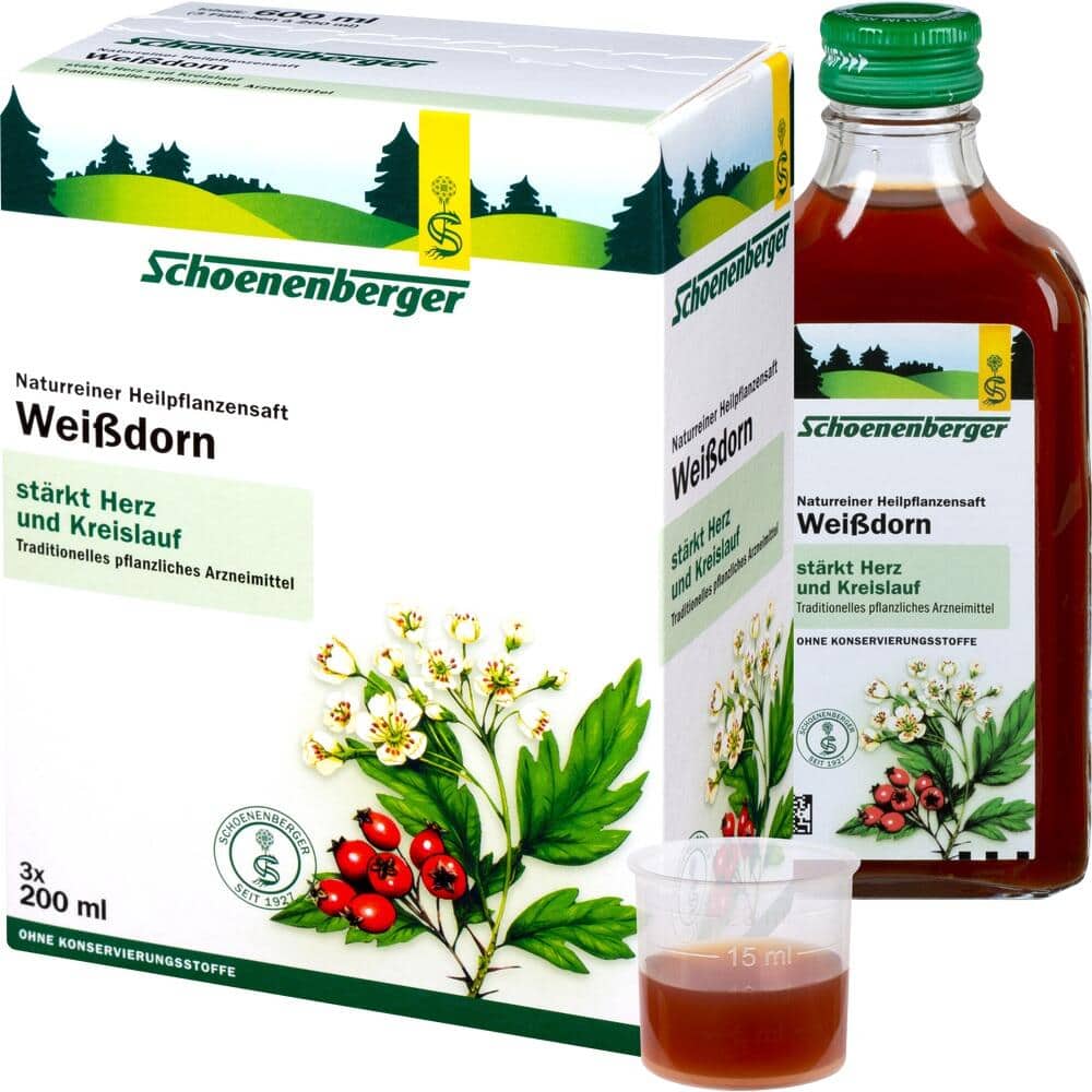 Schoenenberger Weißdorn Naturreiner Heilpflanzensaft  3X200 ml Flüssigkeit