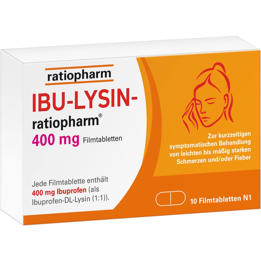 IBU LYSIN ratiopharm 400 mg - mit Ibuprofen 10 St Filmtabletten
