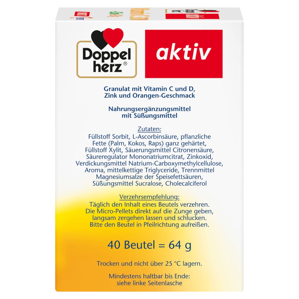 Doppelherz aktiv Vitamin C 500 + Zink + D3  40 St Pellets