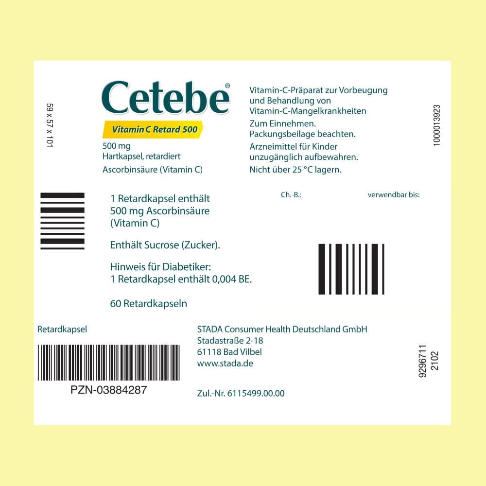 CETEBE Vitamin C 500 mg 60 St Hartkapseln