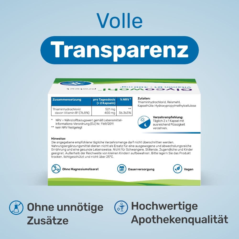 Glycowohl Vitamin B1 Thiamin 400 mg hochdosiert 200 St Kapseln
