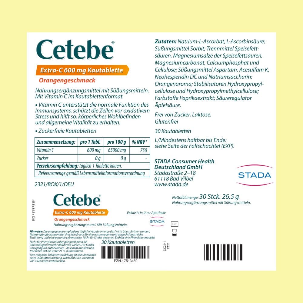 Cetebe Extra-C 600 mg 30 St Kautabletten