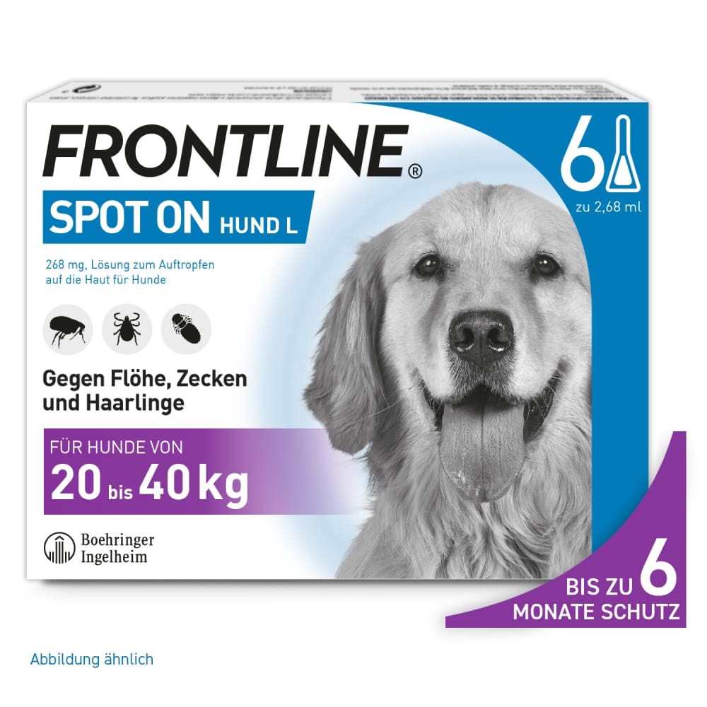 FRONTLINE SPOT-ON für Hunde L (20-40 kg) gegen Zecken, Flöhe und Haarlinge 6 St Lösung