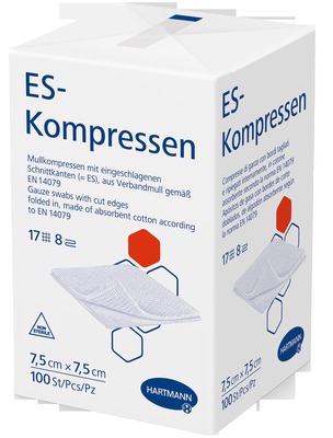 ES-KOMPRESSEN unsteril 7,5x7,5 cm 8fach 100 St Kompressen
