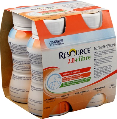 resource 2.0 + fibre Aprikose 4X200 ml Flüssigkeit