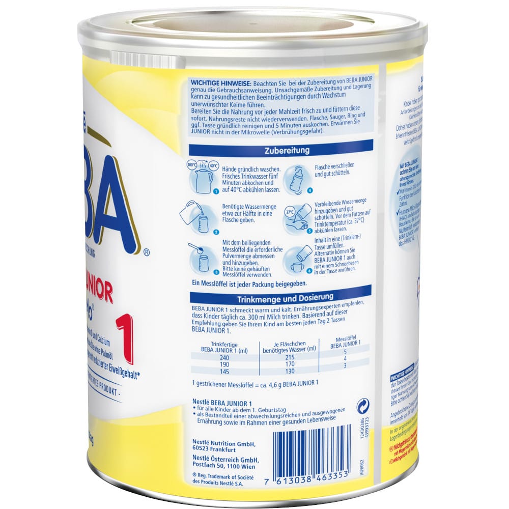 Nestle BEBA HMO 1+ JUNIOR KINDERMILCH 800 g Pulver