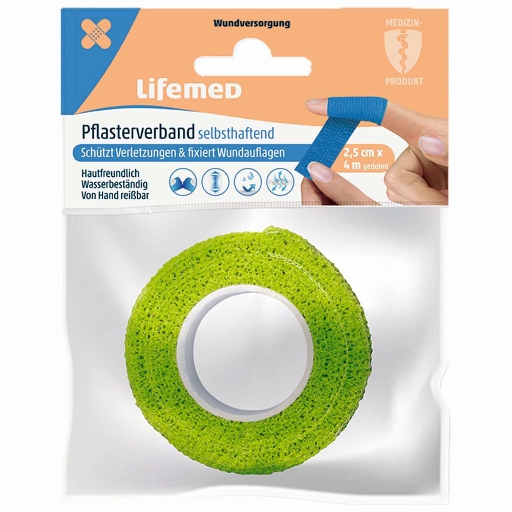 Lifemed Pflasterverband selbsthaftend 2,5 cm x 4 m 1 Packung Pflaster