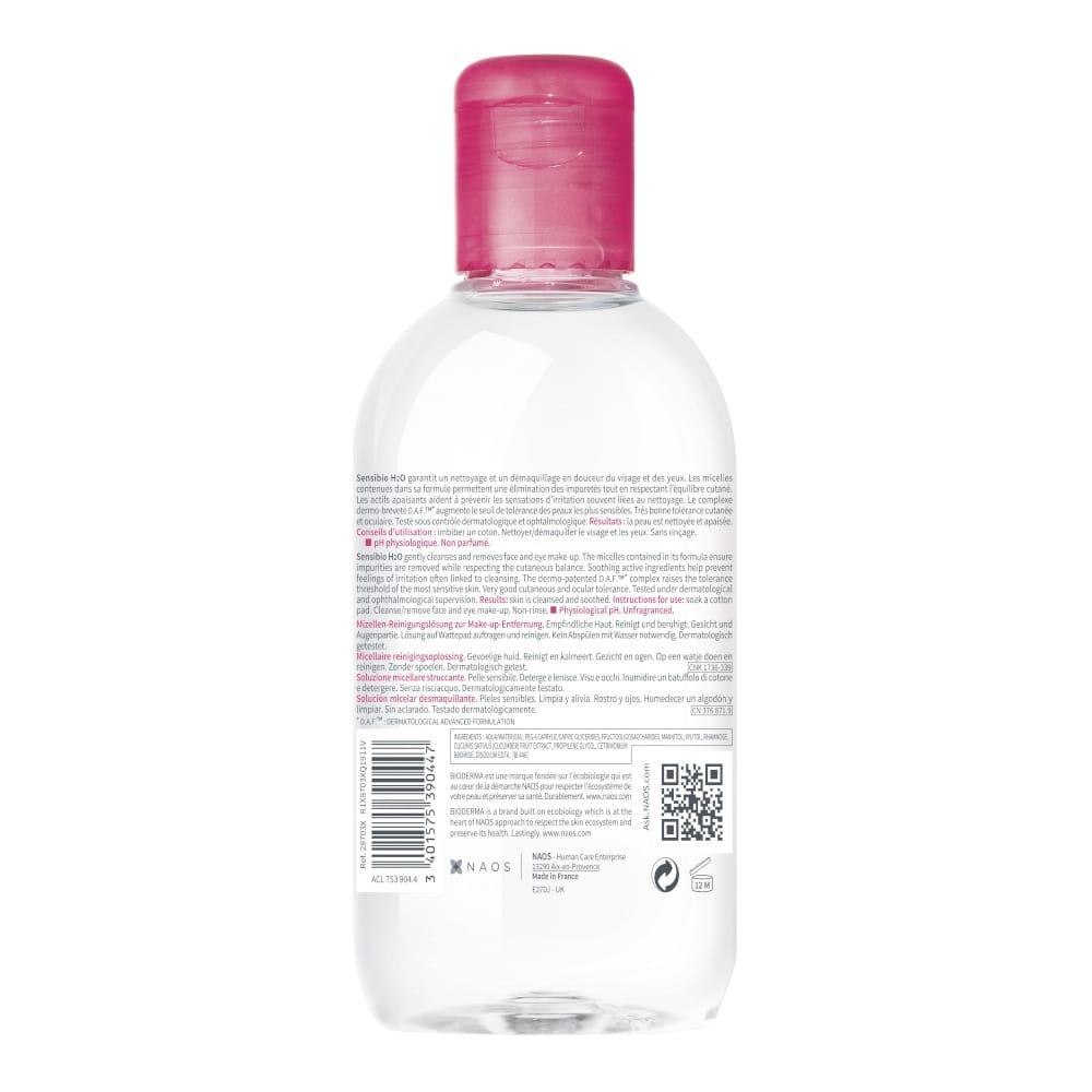 BIODERMA Sensibio H2O - Sanft reinigendes Mizellenwasser bei empfindlicher Haut 250 ml 250 ml Lösung